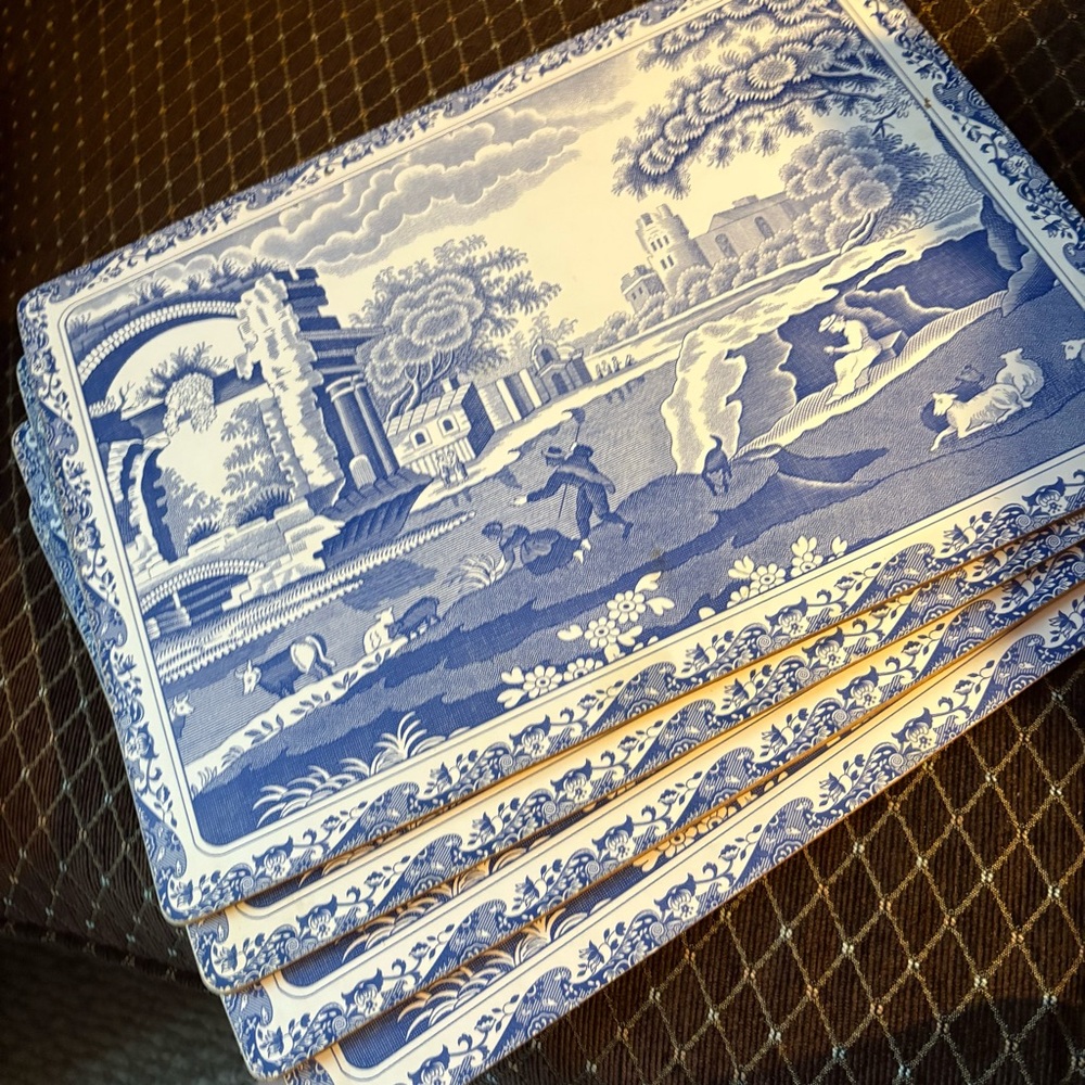 Vintage 90s Pimpernel Spode Blue Italian Cork-Backed Placemats - set of four
